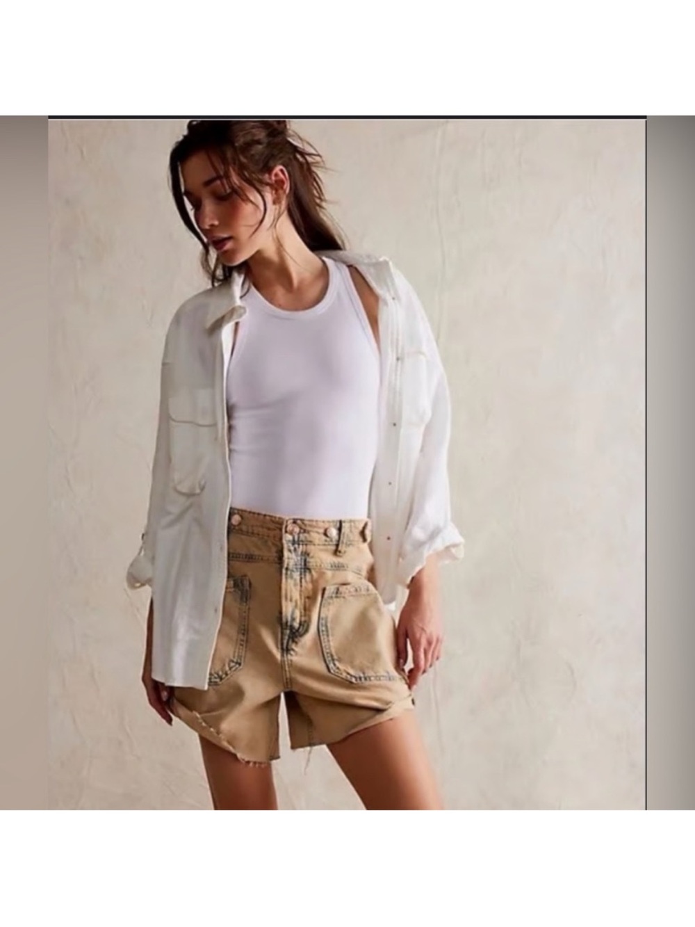 Free People Women's Palmer Denim Short size 28 Faded Roll Hem Cutoff